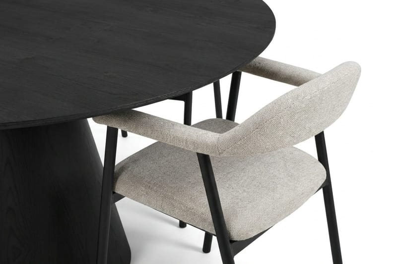 Siena spisegruppe rund 150 cm svart med 4 Ronja spisestoler - Beige/svart - Møbler - Bord - Spisegruppe
