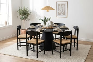 Siena spisegruppe rund 150 cm svart med 6 Malte spisestoler - Møbler - Bord - Spisegruppe
