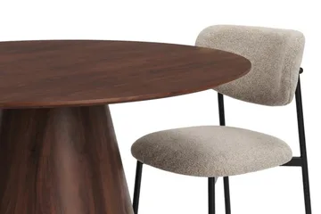 Siena spisegruppe rund 150 cm valnøtt med 6 Lucy spisestoler - Valnøtt - Møbler - Bord - Spisegruppe