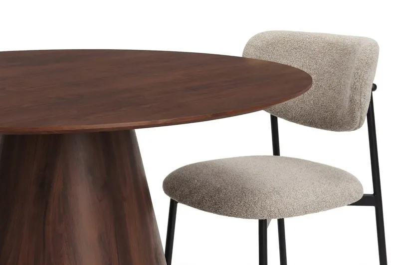 Siena spisegruppe rund 150 cm valnøtt med 6 Lucy spisestoler - Valnøtt - Møbler - Bord - Spisegruppe
