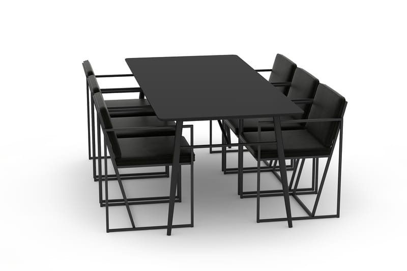 Spisebord Breyawna 200 cm med 6 Kjøkkenstoler Treni Fløyel - Beige/Svart - Spisegruppe