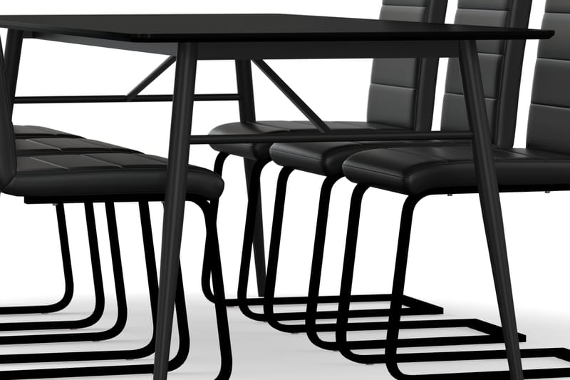 Spisebord Breyawna 200 cm med 6 stk Jack Spisestol Kunstlær - Beige|Svart - Spisegruppe