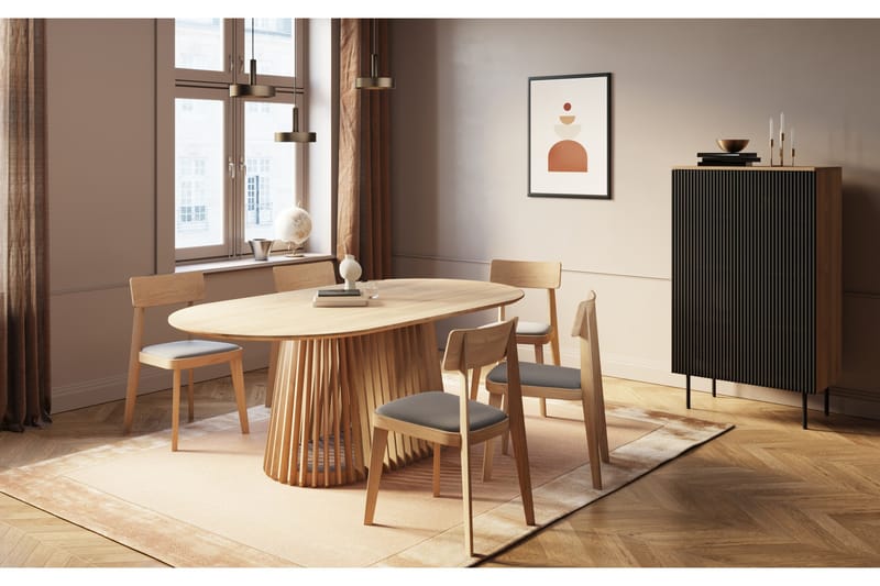 Spisebord Gontas 200 cm Ovalt med 6 Spisestoler Wadyn - Natur - Spisegruppe