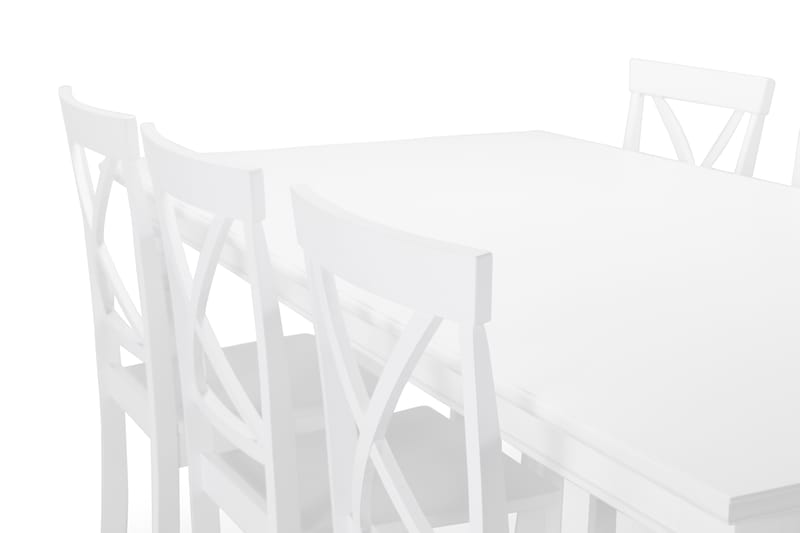 Spisebord Hampton med 6 Nadica stoler - Hvit - Spisegruppe