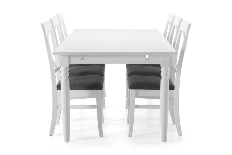 Spisebord Hampton med 6 Twain stoler - Hvit - Spisegruppe