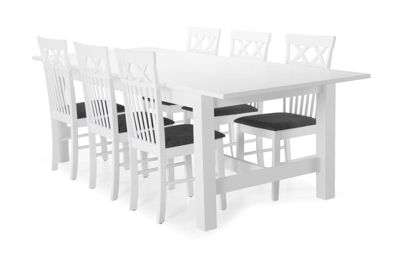 Spisebord Isadora med 6 Magdalena stoler - Hvit - Spisegruppe