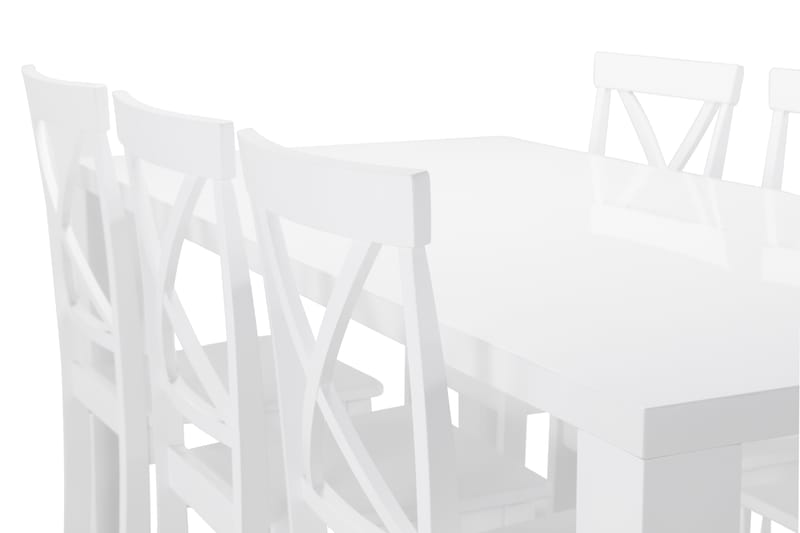 Spisebord Jack med 6 Nadica stoler - Hvit - Spisegruppe