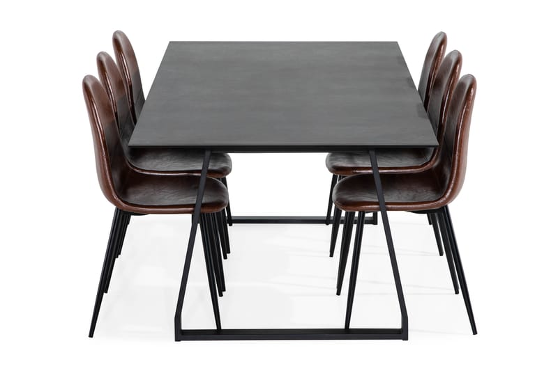 Spisebord Kaj 200 cm med 6 Nibe Spisestoler - Svart - Spisegruppe