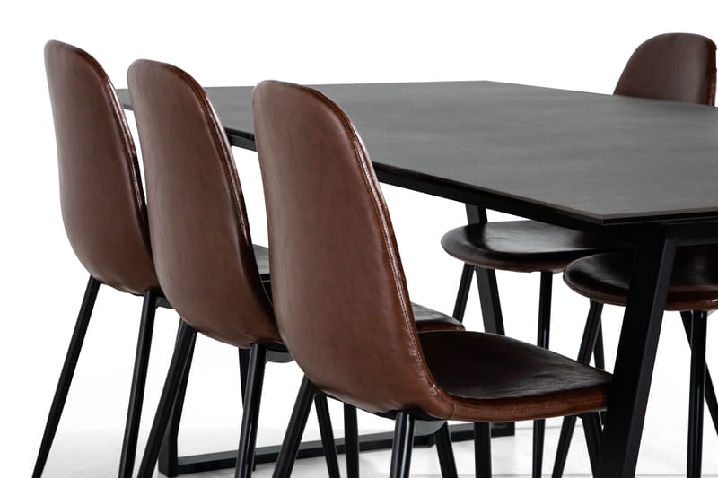 Spisebord Kaj 200 cm med 6 Nibe Spisestoler - Svart - Spisegruppe