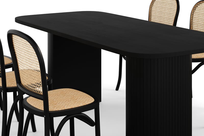 Spisebord Kopparbo 200 cm med 6 Spisestoler Degors - Svart - Møbler - Bord - Spisegruppe