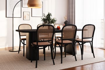 Spisebord Kopparbo 200 cm med 6 Spisestoler Degors - Svart - Møbler - Bord - Spisegruppe
