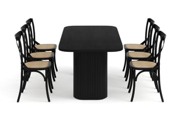 Spisebord Kopparbo 200 cm med 6 Spisestoler Prumerland - Svart - Møbler - Bord - Spisegruppe