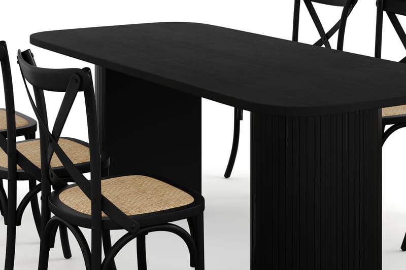 Spisebord Kopparbo 200 cm med 6 Spisestoler Prumerland - Svart - Møbler - Bord - Spisegruppe