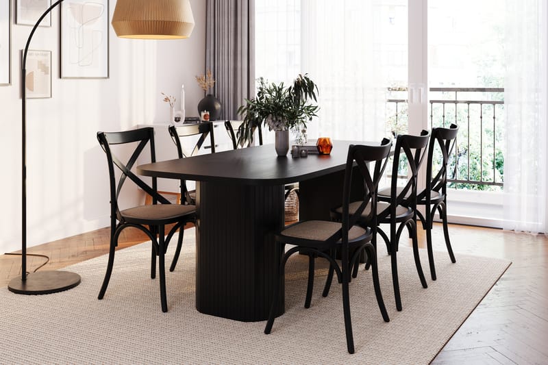 Spisebord Kopparbo 200 cm med 6 Spisestoler Prumerland - Svart - Møbler - Bord - Spisegruppe