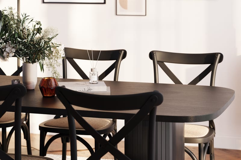 Spisebord Kopparbo 200 cm med 6 Spisestoler Prumerland - Svart - Møbler - Bord - Spisegruppe