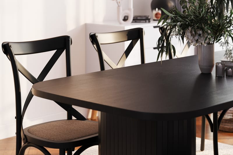 Spisebord Kopparbo 200 cm med 6 Spisestoler Prumerland - Svart - Møbler - Bord - Spisegruppe