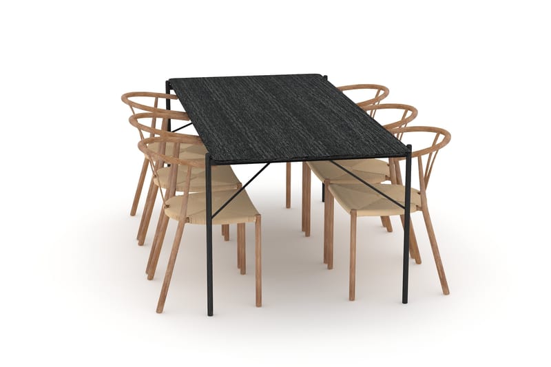 Spisebord Leeling 200 cm med 6 Spisestoler Tarnia - Svart - Spisegruppe