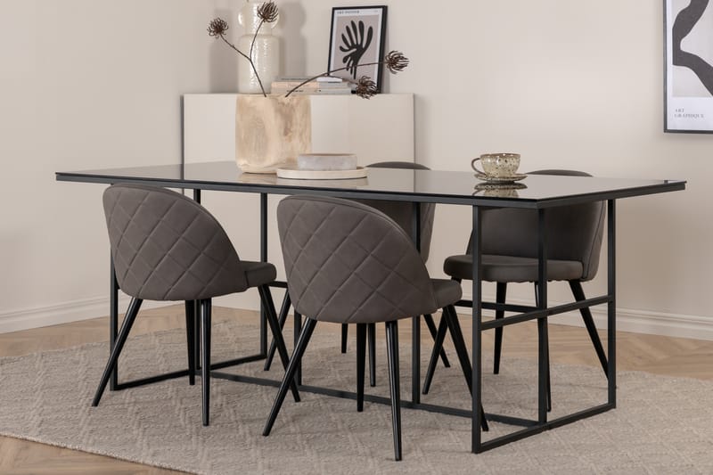Spisebord Leif med 4 stk Velvet Spisestol - Møbler - Bord - Spisegruppe