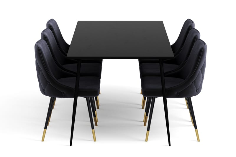 Spisebord Lilo 180 cm med 6 Filipstad Spisestol Fløyel - Spisegruppe