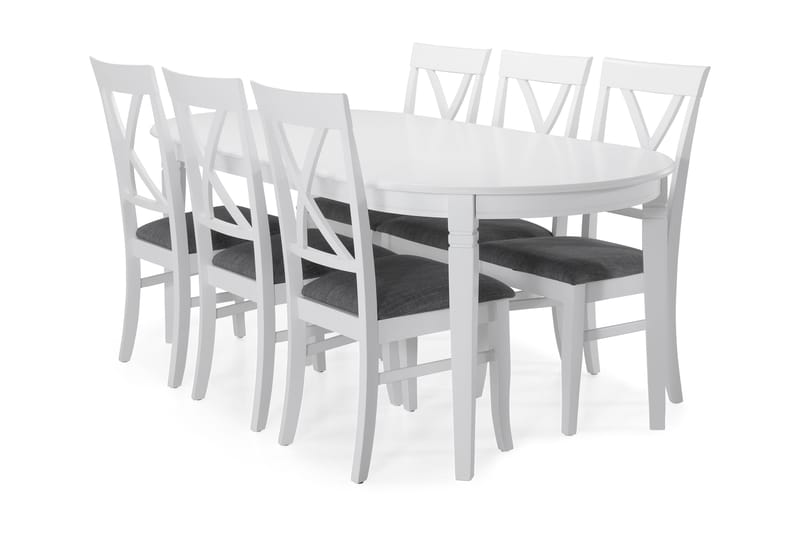 Spisebord Lowisa 200 cm Ovalt - Hvit - Spisegruppe