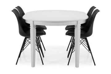 Spisebord Lowisa Forlengningsbart 150 cm Ovalt - Hvit|Svart - Møbler - Bord - Spisegruppe