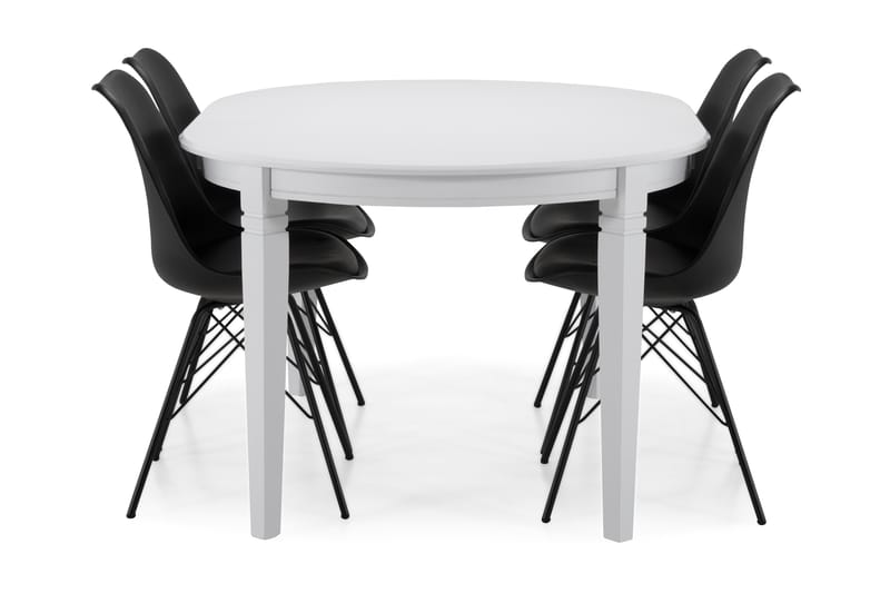 Spisebord Lowisa Forlengningsbart 150 cm Ovalt - Hvit|Svart - Møbler - Bord - Spisegruppe