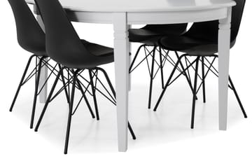 Spisebord Lowisa Forlengningsbart 150 cm Ovalt - Hvit|Svart - Møbler - Bord - Spisegruppe