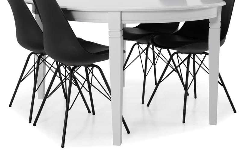 Spisebord Lowisa Forlengningsbart 150 cm Ovalt - Hvit|Svart - Møbler - Bord - Spisegruppe