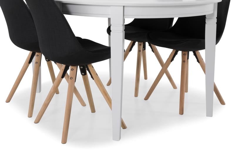 Spisebord Lowisa med 4 Anton stoler - Hvit|Mørkgrå - Spisegruppe