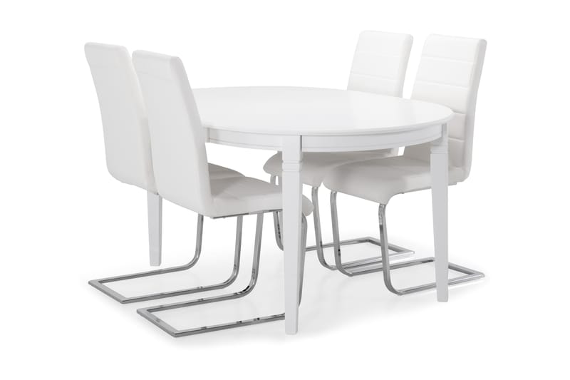 Spisebord Lowisa med 4 Jack stoler - Hvit - Spisegruppe