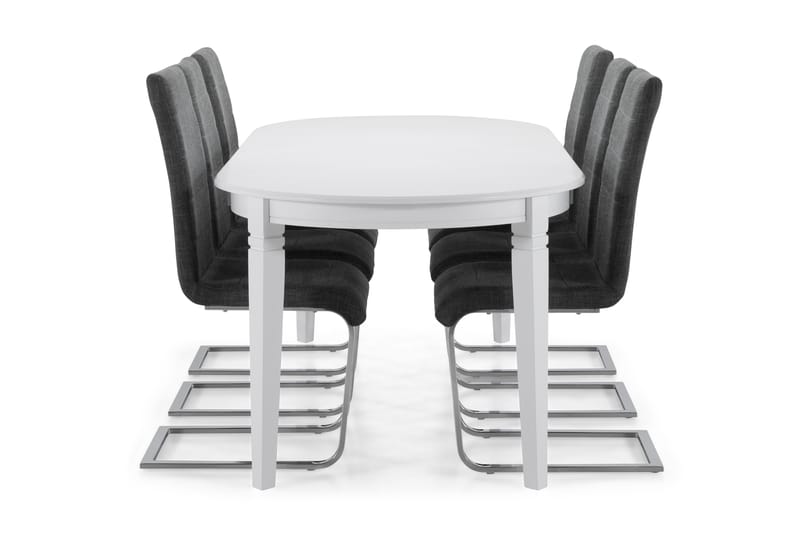 Spisebord Lowisa med 4 Jack stoler - Hvit|Grå - Spisegruppe