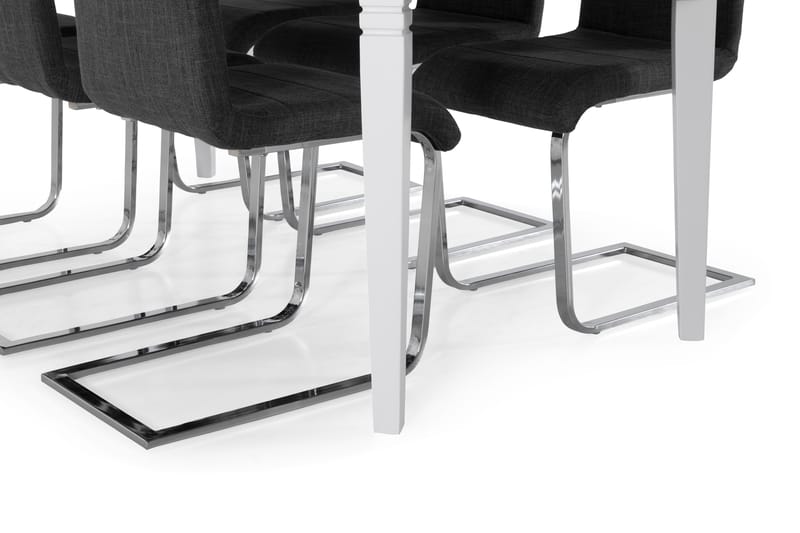 Spisebord Lowisa med 4 Jack stoler - Hvit|Grå - Spisegruppe