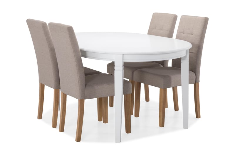 Spisebord Lowisa med 4 Leo stoler - Beige|Eik - Spisegruppe