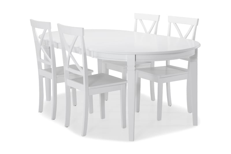 Spisebord Lowisa med 4 Nadica stoler - Hvit - Spisegruppe