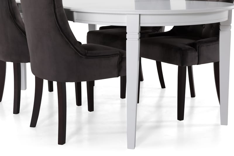 Spisebord Lowisa med 4 Ophelia Lenestoler - Mørkgrå|Fløyel - Spisegruppe