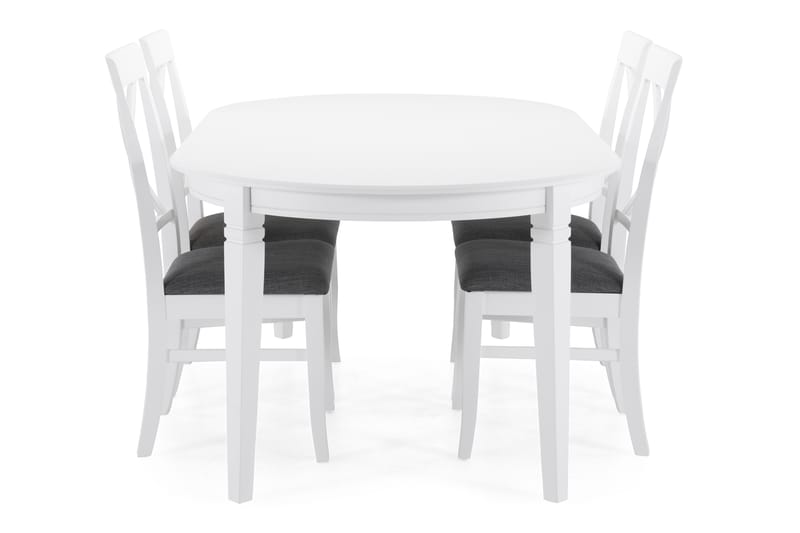 Spisebord Lowisa med 4 Twain stoler - Hvit - Spisegruppe