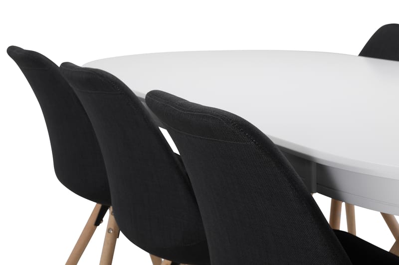 Spisebord Lowisa med 6 Anton stoler - Hvit|Mørkgrå - Spisegruppe