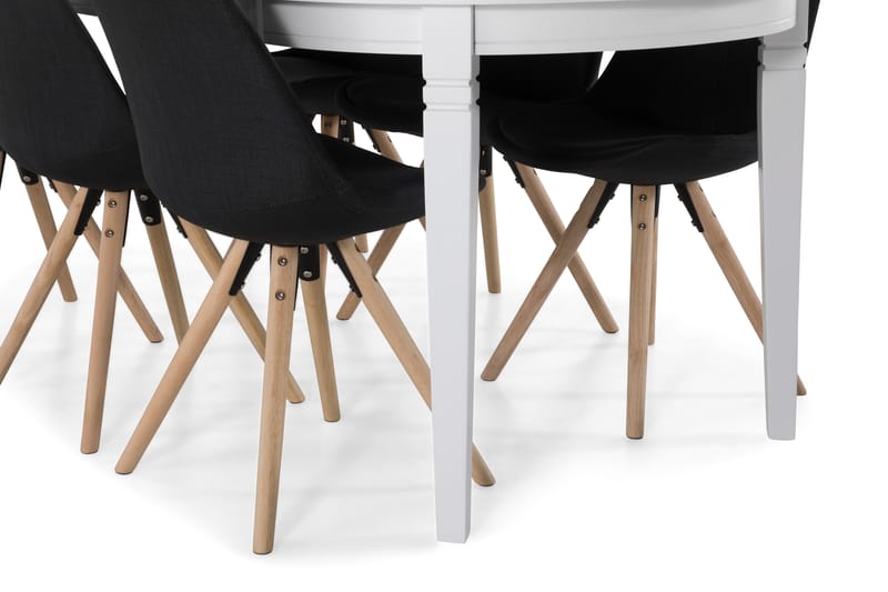Spisebord Lowisa med 6 Anton stoler - Hvit|Mørkgrå - Spisegruppe