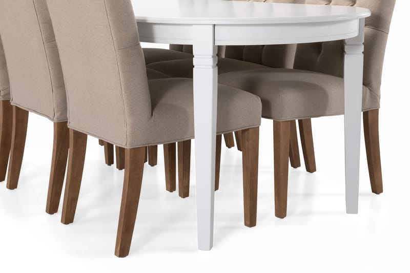 Spisebord Lowisa med 6 Emmie stoler - Beige|Hvit - Spisegruppe
