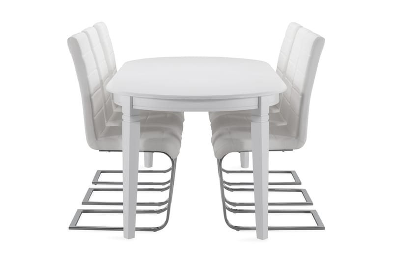 Spisebord Lowisa med 6 Jack stoler - Hvit|Krom - Spisegruppe