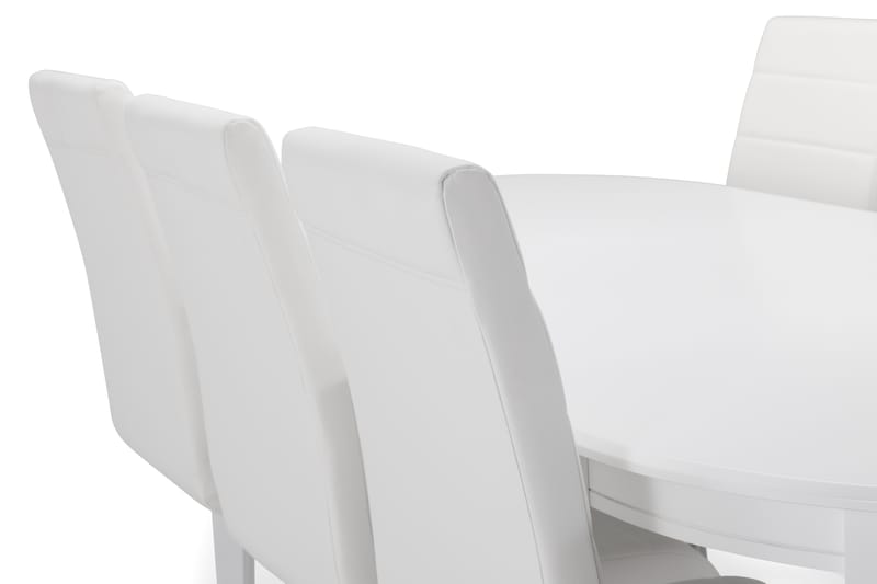 Spisebord Lowisa med 6 Jack stoler - Hvit|Krom - Spisegruppe