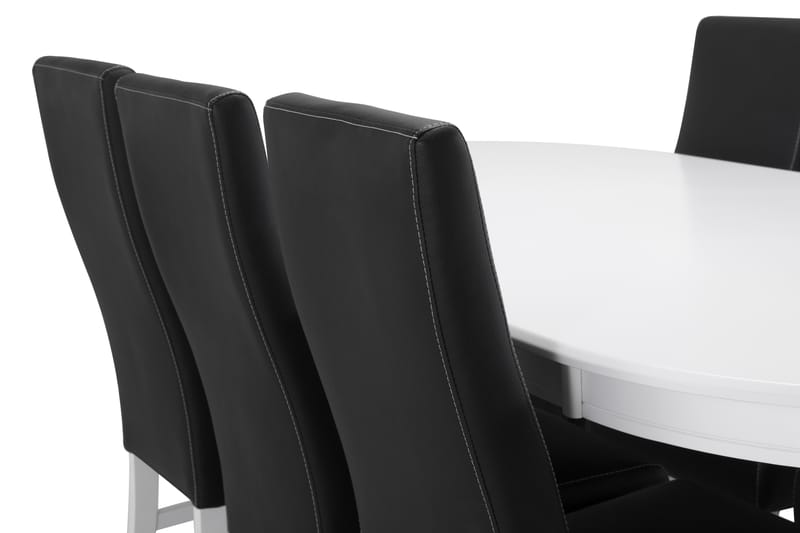 Spisebord Lowisa med 6 Max stoler - Hvit|Svart - Spisegruppe