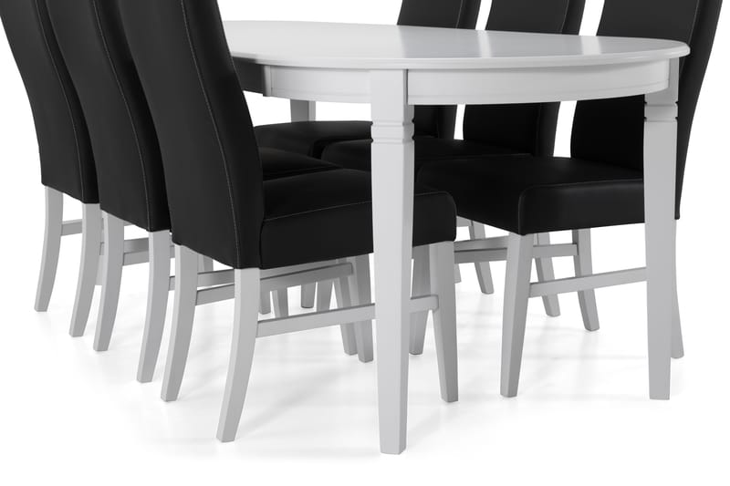 Spisebord Lowisa med 6 Max stoler - Hvit|Svart - Spisegruppe