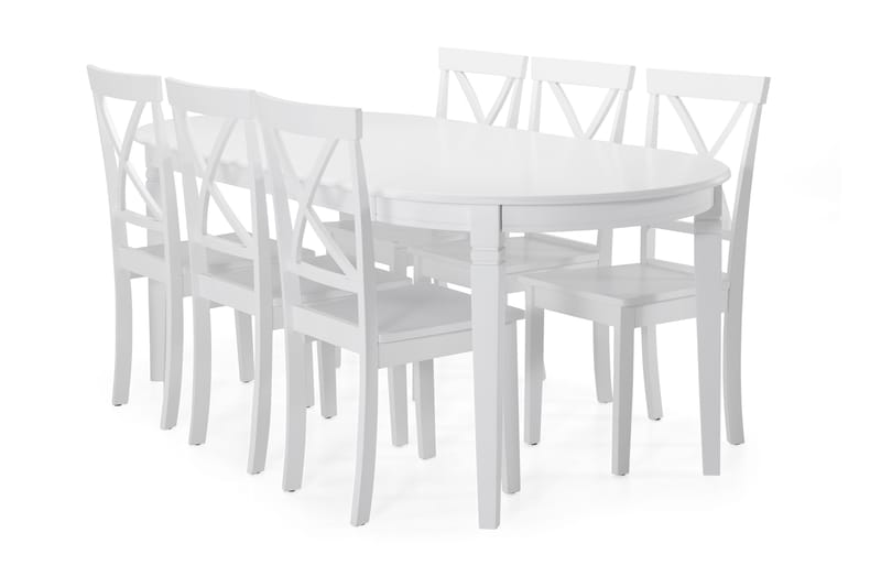 Spisebord Lowisa med 6 Nadica stoler - Hvit - Spisegruppe