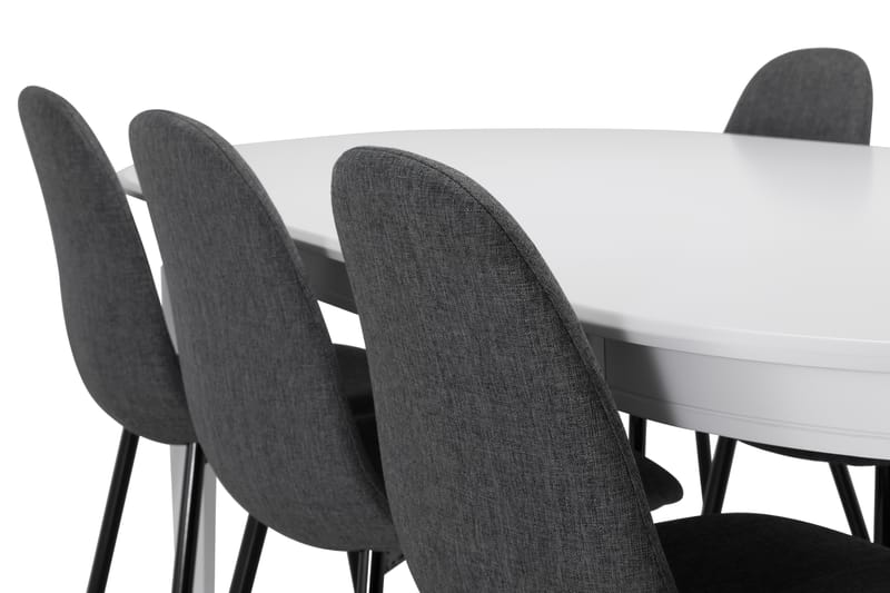 Spisebord Lowisa med 6 Naira stoler - Hvit|Grå|Svart - Spisegruppe