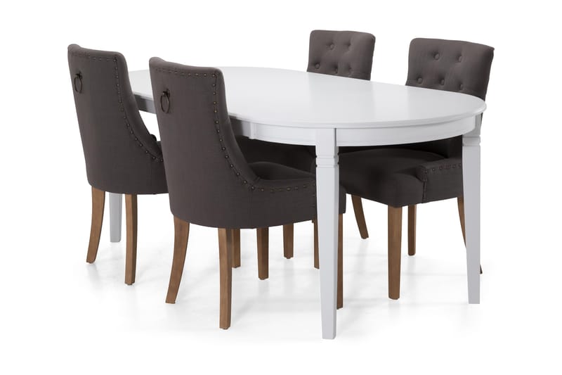 Spisebord Lowisa med 6 Ophelia stoler - Grå|Hvit - Spisegruppe