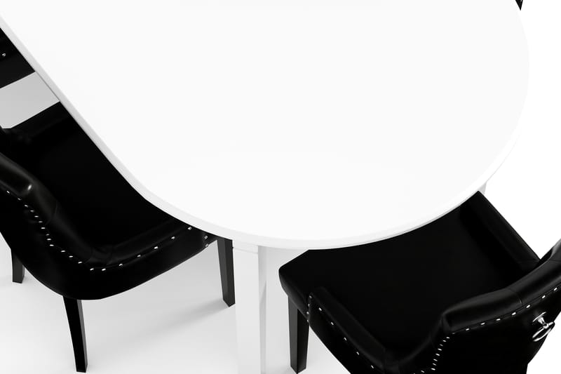 Spisebord Lowisa med 6 Tuva stoler - Hvit|Svart - Spisegruppe