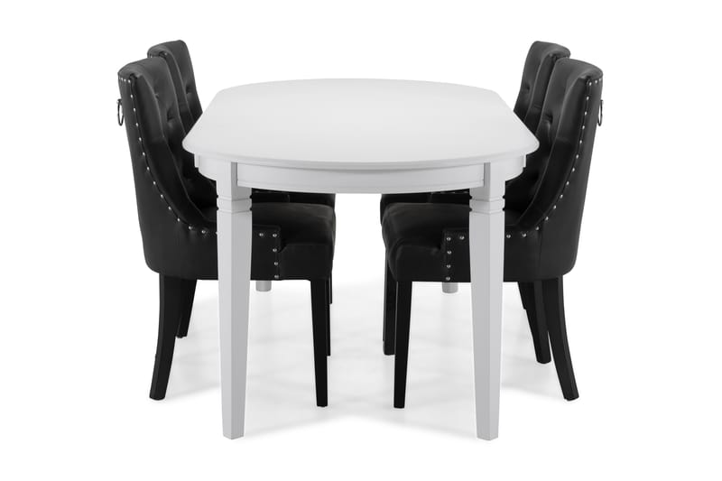 Spisebord Lowisa med 6 Tuva stoler - Hvit|Svart - Spisegruppe