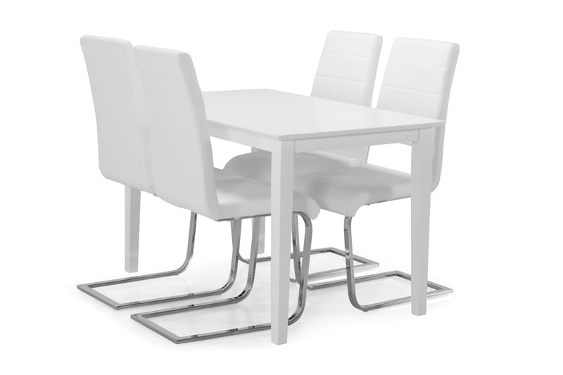 Spisebord Matilda med 4 Jack stoler - Hvit|Krom - Spisegruppe