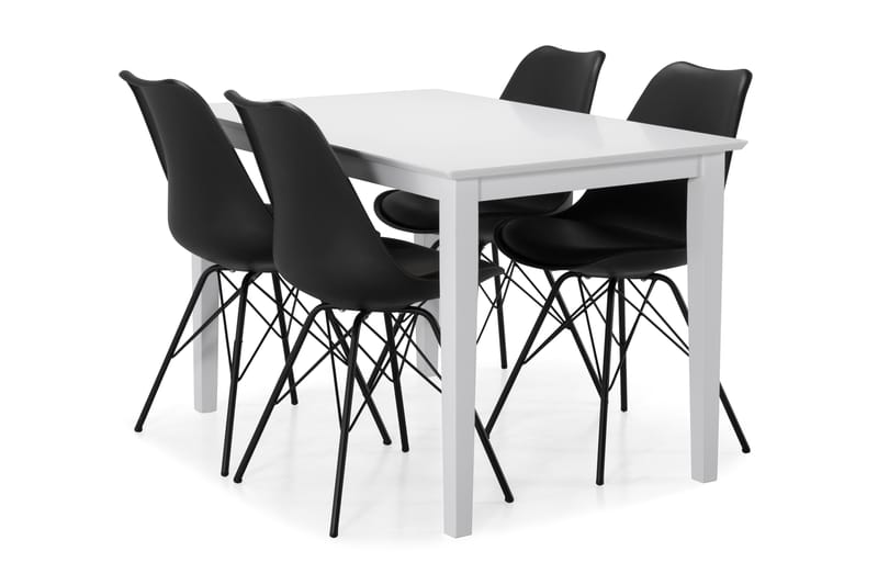Spisebord Matilda med 4 Scale stoler - Hvit|Svart - Spisegruppe